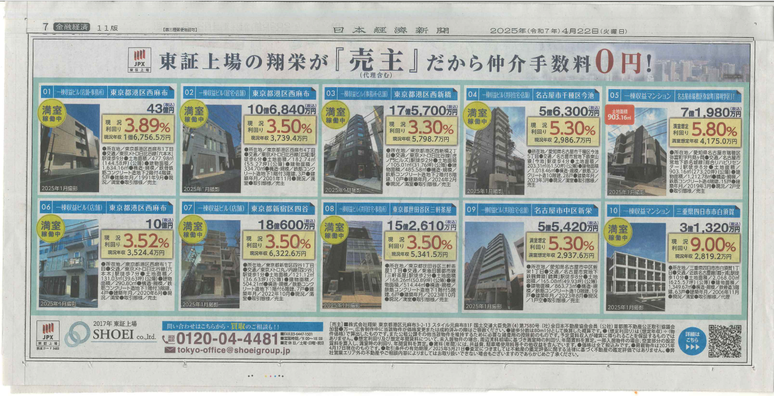 日経新聞に広告掲載しました。 | 株式会社翔栄